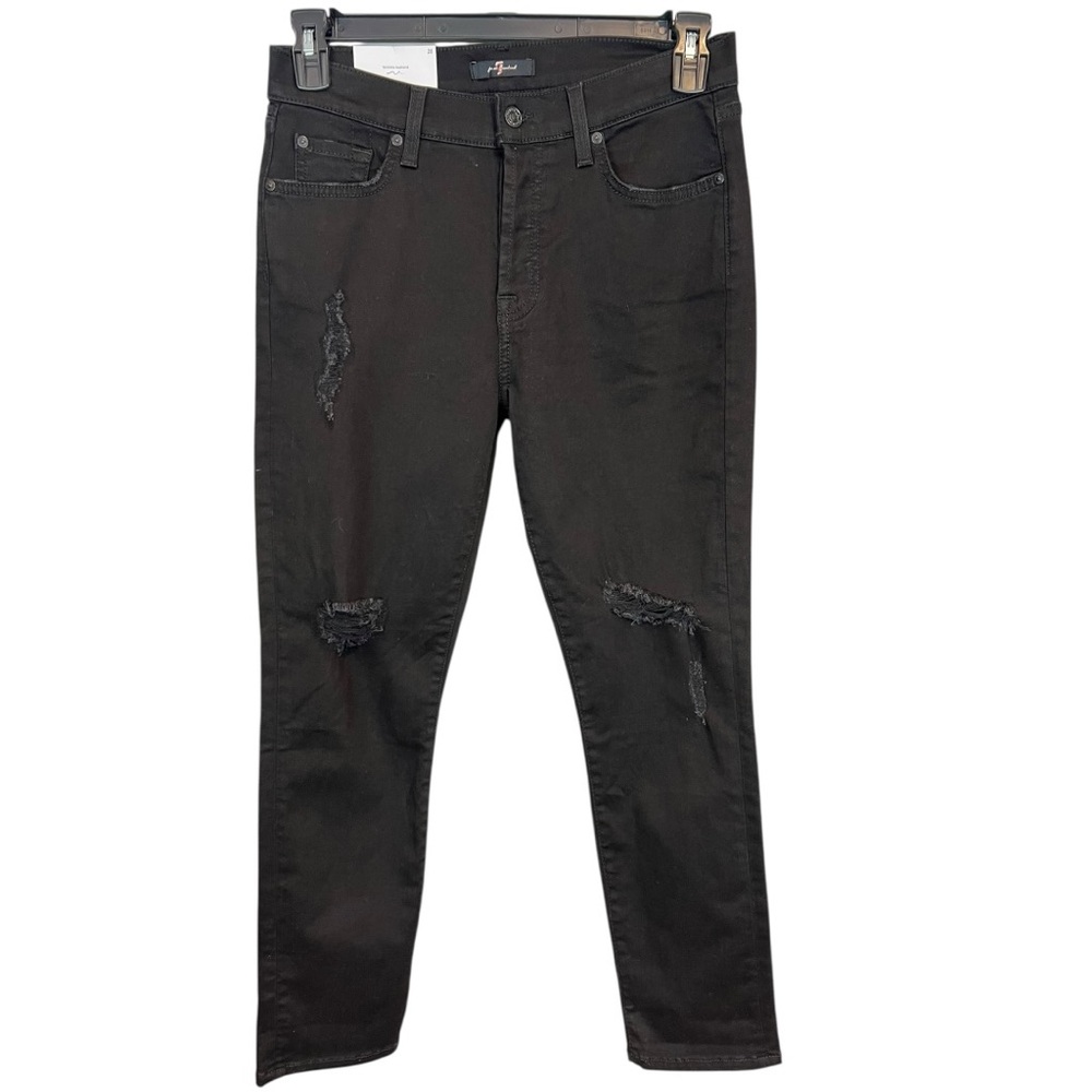 7 For All Mankind Josefina Feminine Boyfriend Jeans Black Size 28 NWT - Picture 2 of 11